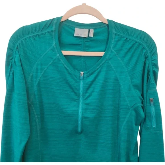 Athleta Women’s Long Sleeve Pullover 1/4 Zip Green Athletic Shirt Activewear XL - Picture 10 of 15